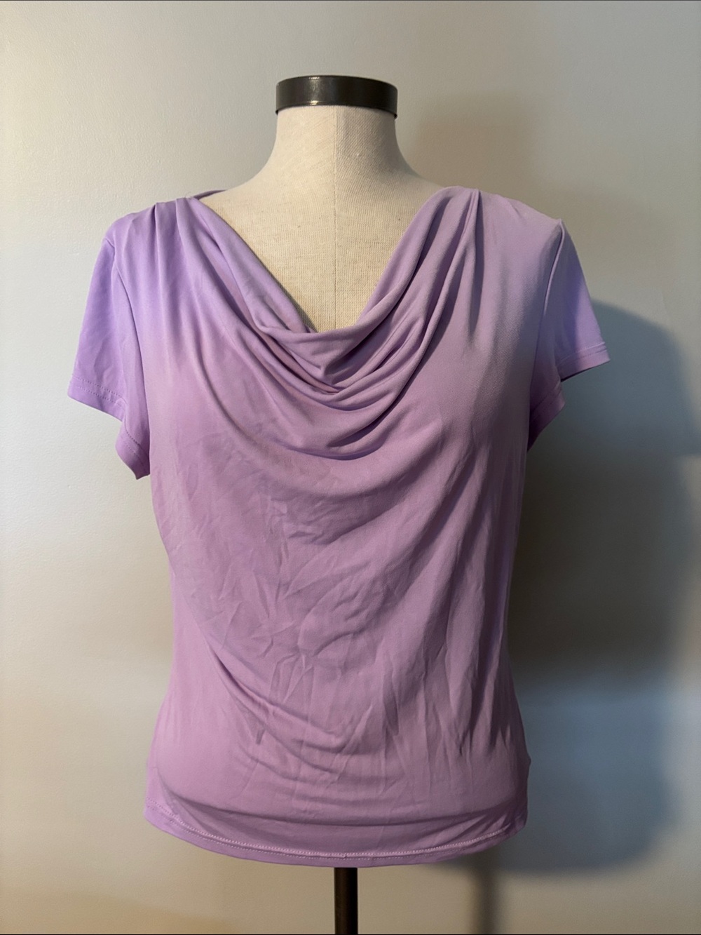 Briggs New York Lilac Draped Cowl Neck Top